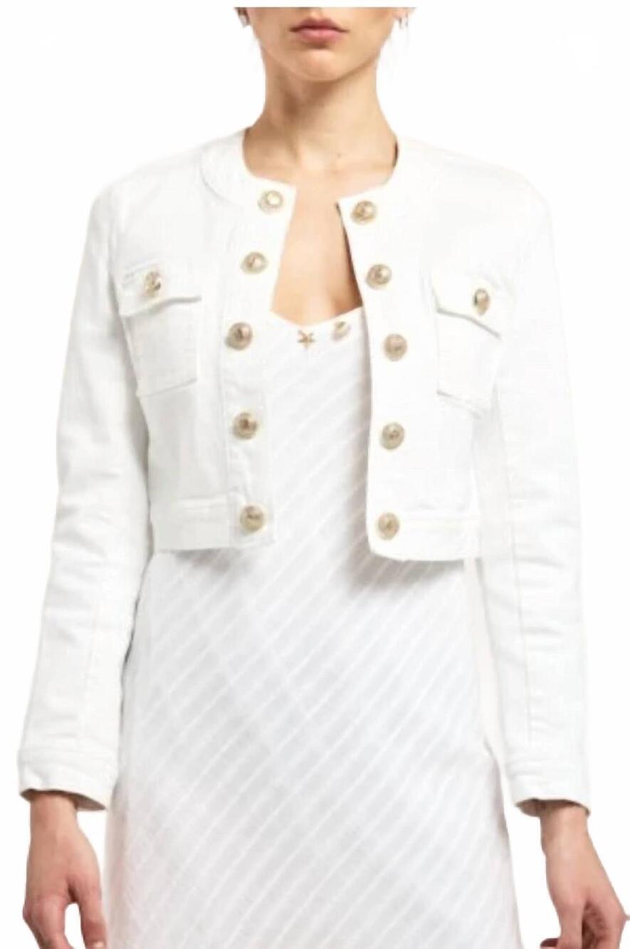 NEW GENERATION LOVE valentina denim long sleeve jacket in white